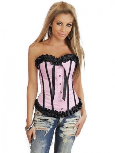 Corset / Corselet Importado Frete Grátis - Rosa - Overbust